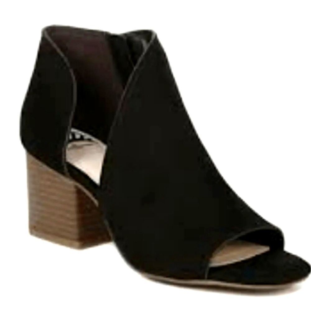 Ladies Fergalicious Volume Black Peep Toe Sandal Black Heels sz 11